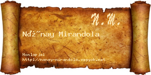 Nánay Mirandola névjegykártya